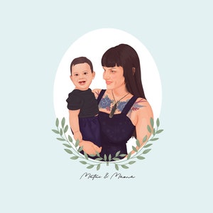 Mother and Baby Custom Portrait, Custom mothers day Gift Idea, Baby Gift, New Mom, Baby Portrait, Family Drawing, Custom Family Portrait image 7