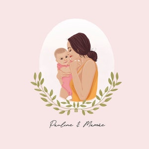 Mother and Baby Custom Portrait, Custom mothers day Gift Idea, Baby Gift, New Mom, Baby Portrait, Family Drawing, Custom Family Portrait image 6