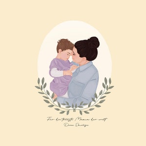 Mother and Baby Custom Portrait, Custom mothers day Gift Idea, Baby Gift, New Mom, Baby Portrait, Family Drawing, Custom Family Portrait image 5