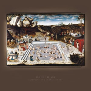 Hand-Painted &quot;Fountain of Youth&quot; Canvas Art - Lucas Cranach Reproduction