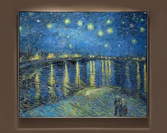 手描きのゴッホ「ローヌ川の星月夜」：カスタマイズ可能なキャンバスアート