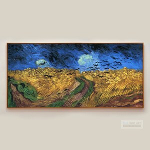 Hand Painted Van Gogh Wheatfield with Crows Oil Painting on Canvas