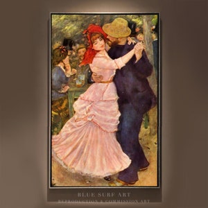 Hand-Painted &#39;Dance at Bougival&#39; Renoir Reproduction Oil Painting