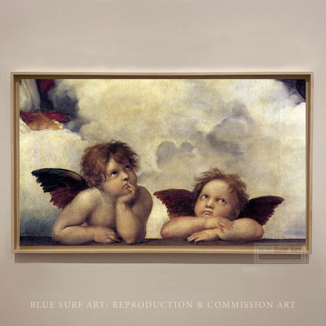 Putti, Detail From the Sistine Madonna Raphael Reproduction Canvas Art ...