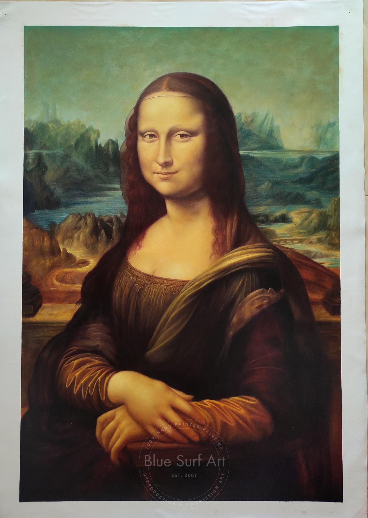 古いモナリザの額 絵画 ポスター アート 古道具 レオナルド・ダ