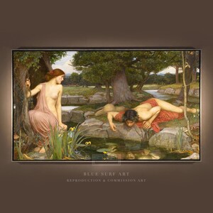 Echo and Narcissus John William Waterhouse Reproduction Canvas Art Waterhouse Wall Art Housewarming Gift Home Decor Canvas Art Oil Painting