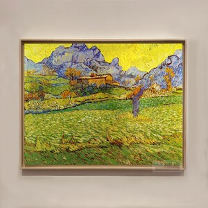 Hand Painted Van Gogh Reproduction: Meadow in the Mountains Canvas Art