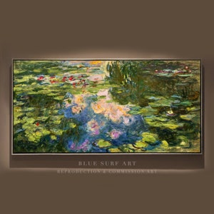 Hand Painted Water Lily Pond Claude Monet Reproduction Canvas Art Monet Living Room Wall Art Monet Home Decor Oil Canvas Water Lilies Canvas