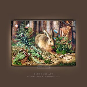 A Hare in the Forest (1585) Painting Hans Hoffmann Reproduction Canvas Art Hoffmann Animal Wall Art Housewarming Gift Home Decor Rabbit Art