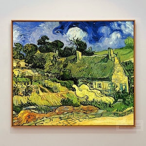 Hand Painted Van Gogh Thatched Cottages Oil Painting Reproduction
