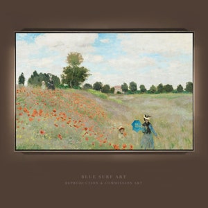 Claude Monets Mohnfeld bei Argenteuil (1873) Reproduktion Handgemaltes Öl Leinwand Wandkunst Geschenk Monet Landschaftskunst Malerei