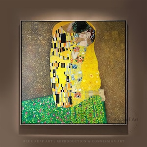 The Kiss Painting by Klimt Oil on Canvas Museum Quality Hand Painted Oil Painting on Canvas Gold Painting Klimt Reproduction