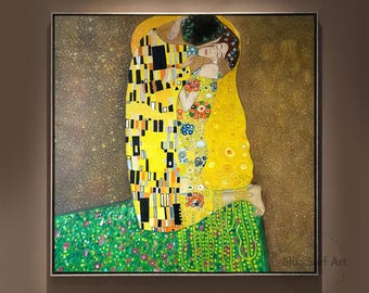 Pintura al óleo "El beso" pintada a mano - Reproducción de Klimt