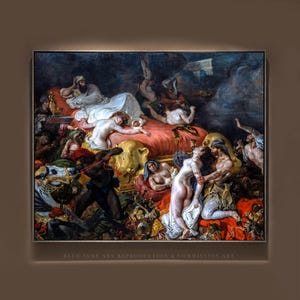 Eugène Delacroix&#39;s Painting Hand Painted Masterpiece Reproduction Oil on Canvas of The Death of Sardanapalus Customisable Canvas Sizes
