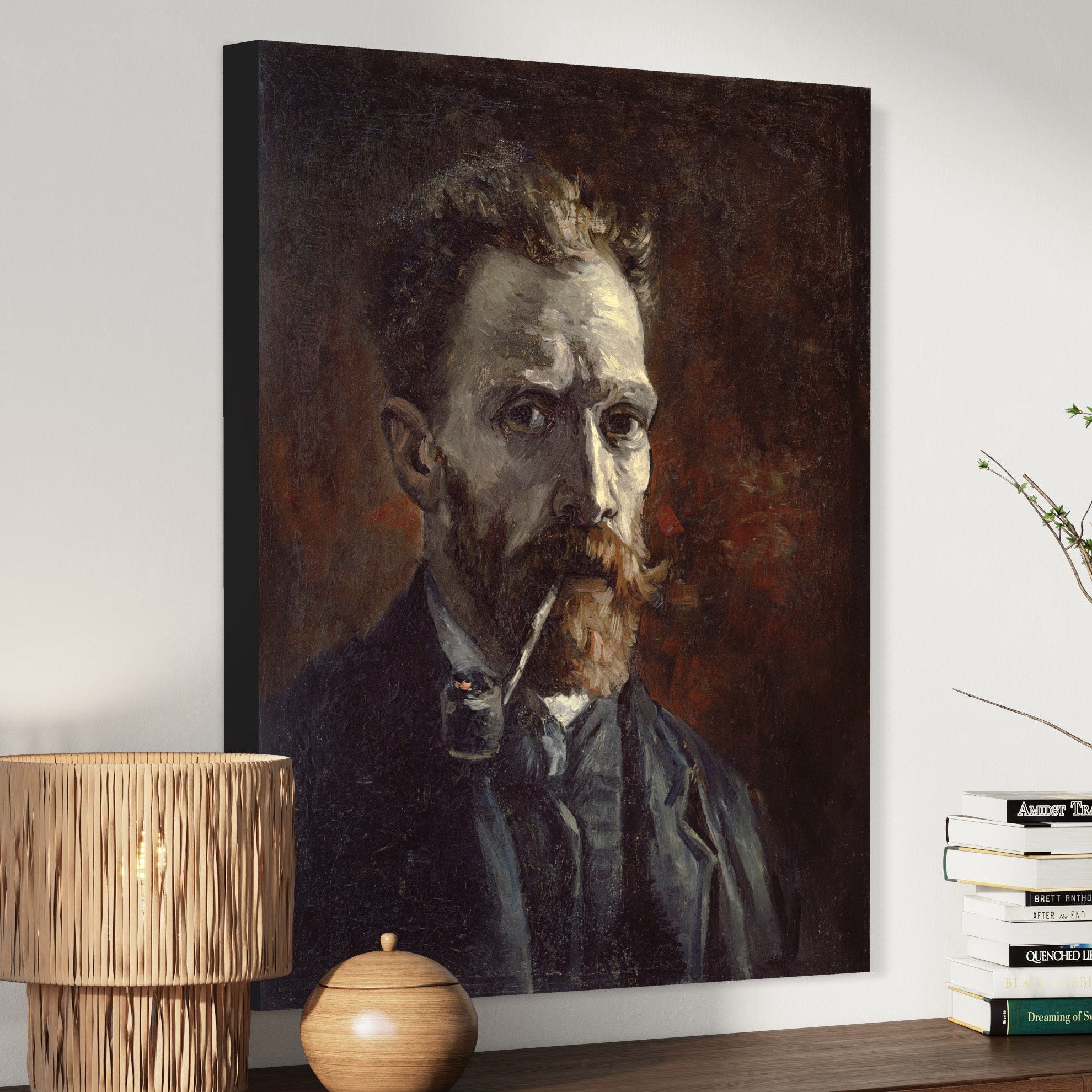 ゴッホ作「パイプを持つ自画像」：手描きの油絵複製画 - Etsy 日本
