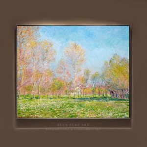 Claude Monet&#39;s Spring in Giverny (1890) Reproduction Hand Painted Oil on Canvas Wall Art Gift Monet Landscape Art Gift Original Wall Art