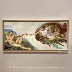 Michelangelo Hand-Painted Masterpiece Reproduction Oil Painting ofThe Creation of Adam Customisable Canvas Sizes Famous Renaissance Artworks