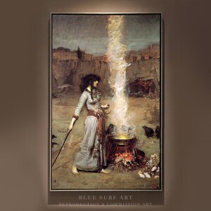 The Magic Circle by John William Waterhouse Reproduction Canvas Art Waterhouse Handmade Wall Art Housewarming Gift Canvas Painting Home Deco