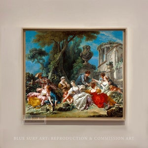 The Bird Catchers François Boucher Reproduction Canvas Art, 100% Hand Painted Oil Painting on Canvas, Living Room Wall Art, Gift Art