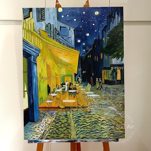 Vincent Van Gogh Café Terrace at Night Painting, Hand-painted Oil