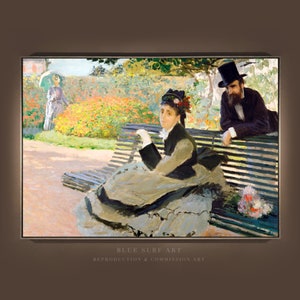 Camille Monet (1847–1879) on a Garden Bench (1873) Reproduction Hand Painted Oil on Canvas Wall Art Gift Monet Art Gift Original Wall Art
