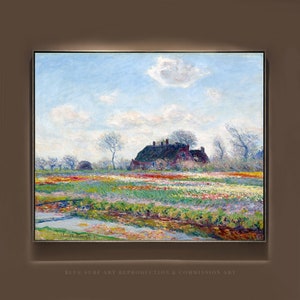 Claude Monet Tulpenfelder bei Sassenheim Reproduktion Handgemaltes Öl Leinwand Wand Kunst Geschenk Monet Landschaft Kunst Geschenk