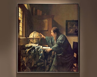 El astrónomo de Vermeer: reproducción de una pintura al óleo pintada a mano