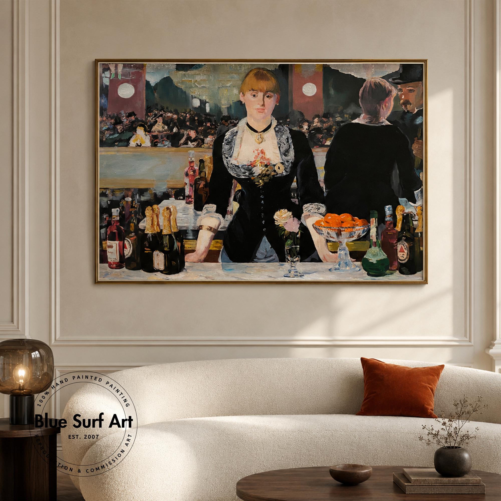 手描きの油絵「フォリー・ベルジェールのバー」 - マネの複製画 - Etsy