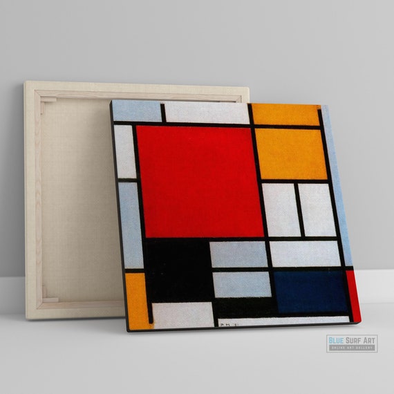 Hand Painted Mondrian Composition Art, Abstract Oil on Canvas - Etsy