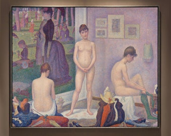 Hand Painted Models Painting Georges Seurat Reproduction Oil Painting Seurat Canvas Living room Wall Art Seurat Woman Figures Art Rectangle