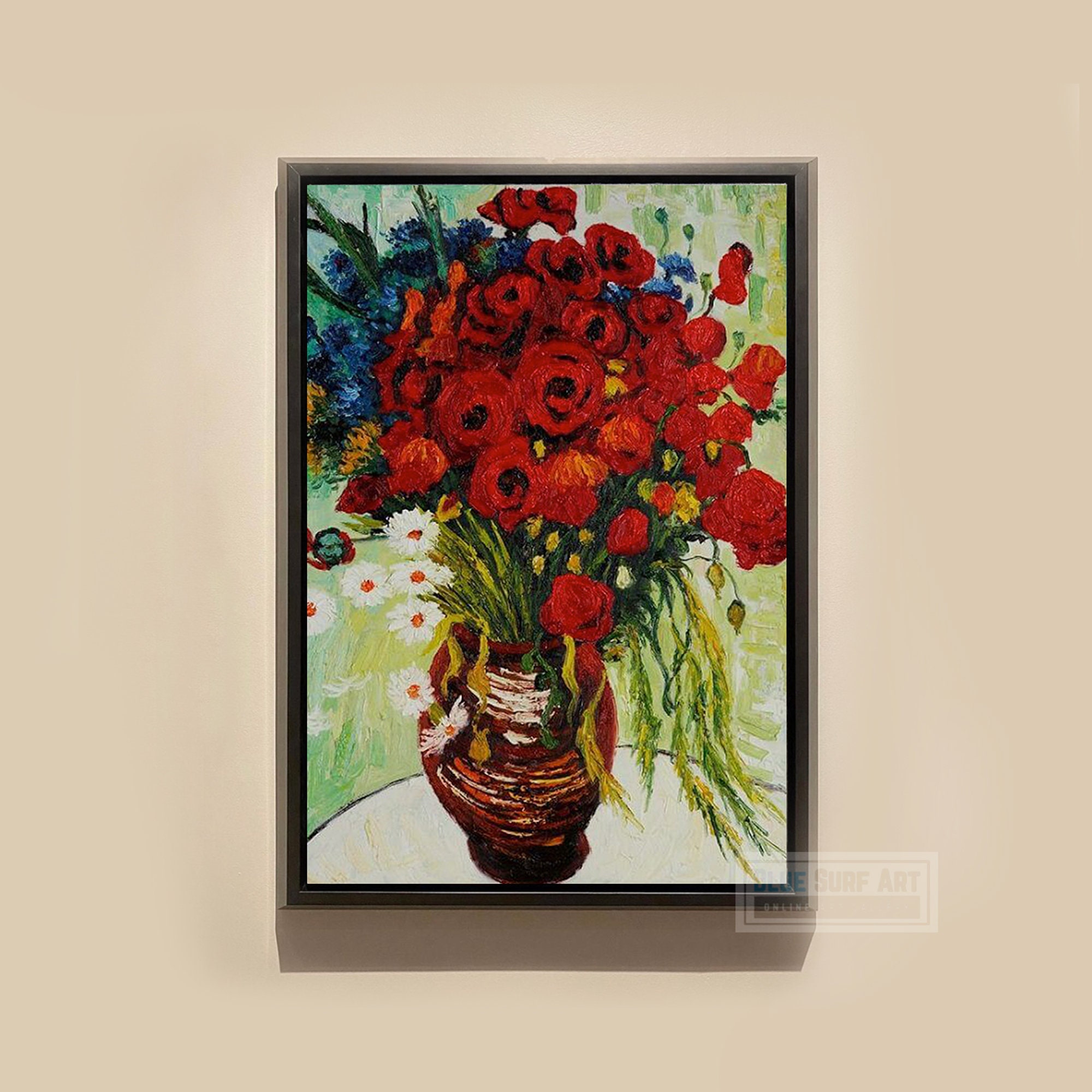 Vincent Van Gogh Vase With Daisies and Poppies, 1890 Painting 100 Hand