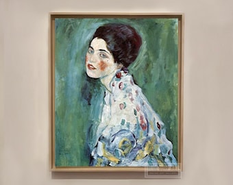 Reproducción de pintura al óleo "Retrato de una dama" de Klimt pintada a mano