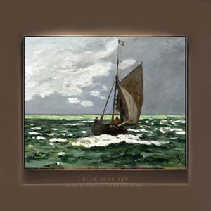 Claude Monet Seascape Storm (1866) Sea Painting Reproduction Hand Painted Oil on Canvas Wall Art Gift Monet Art Gift Original Wall Art