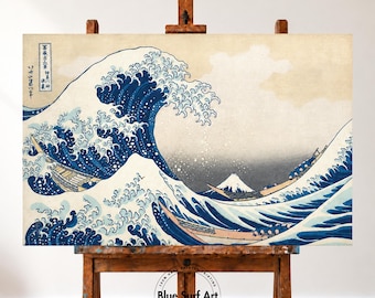 Hand-Painted Wave off Kanagawa Oil Painting, The Great Wave Japanese Seascape Art