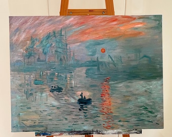 Hand Painted Claude Monet 'Impression Sunrise' Oil Painting Reproduction
