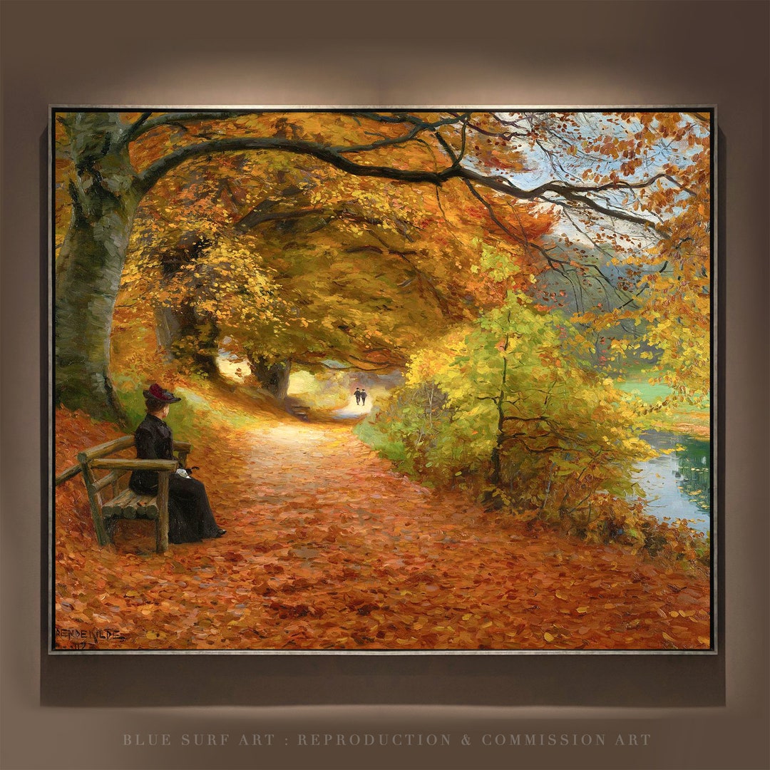 Hand Painted Autumn Path Oil Painting by Brendekilde: Danish Art