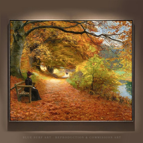 Hand Painted Autumn Path Oil Painting by Brendekilde: Danish Art