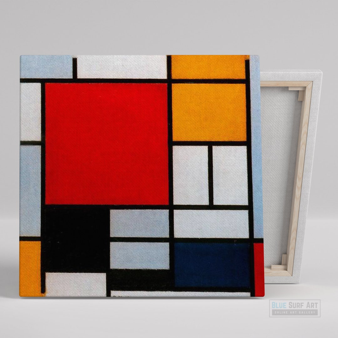 Hand Painted Mondrian Composition Art, Abstract Oil on Canvas - Etsy