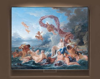 フランソワ・ブーシェ - 鳥捕り 1748年 美術館品質のロールド油絵複製