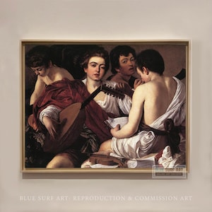 Musicians Art Painting by Caravaggio 100% Hand Painted Oil Painting on Canvas, Original Art Masterpiece High Quality Reproduction