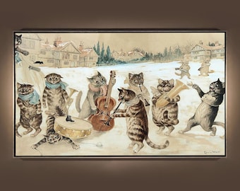 ルイス・ウェイン猫プリント：面白い猫のイラストアート - Etsy 日本
