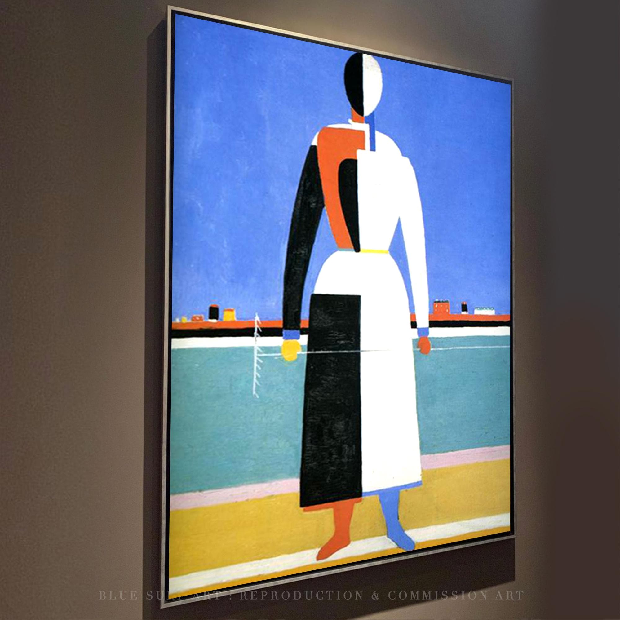 カジミール・マレーヴィチの「熊手を持つ女性」：手描きのシュプレ