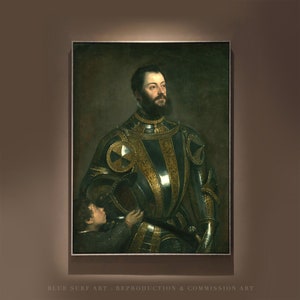 Portrait of Alfonso d&#39;Avalos with a Page Titian Reproduction Canvas Art Titian Living Room Wall Art Titian Hand Painted Oil Canvas Gift Art