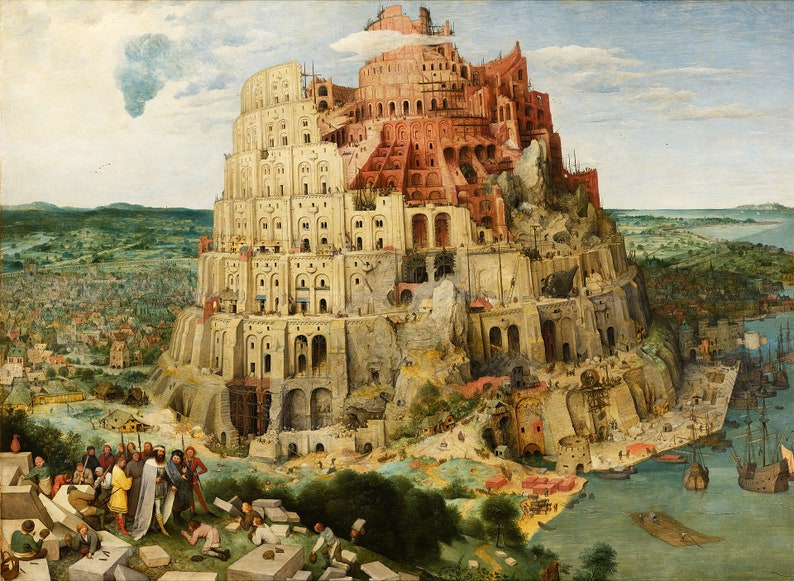 The Tower Of Babel Pieter Bruegel the Elder Reproduction Canvas Art Wall Art Hand Painted Housewarming Gift Canvas Painting Home Decor Art - Blue Surf Art .com