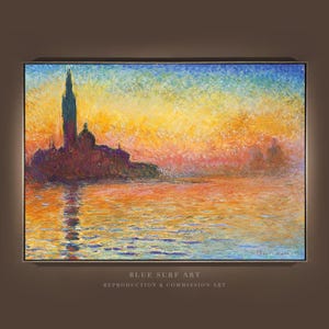 モネ ヴェネツィアの夕暮れ 現代油絵 クロード・モネによるサン