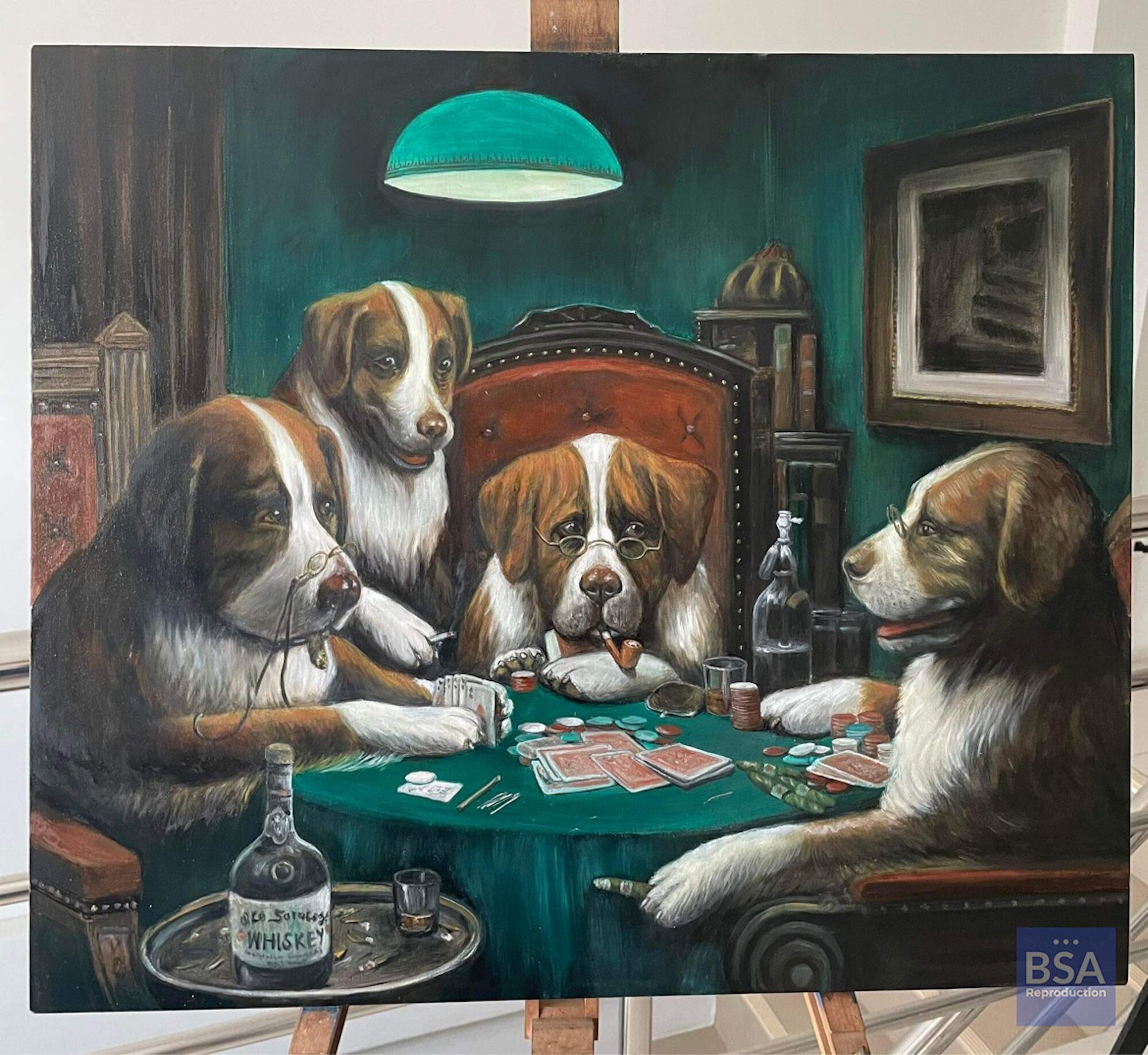 ポーカーをする犬たちの油絵：カシアス・クーリッジ複製画 - Etsy 日本