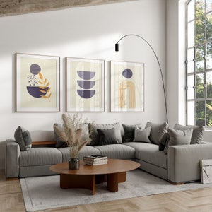 Boho Abstract Wall Art Prints, Boho Wall Decor, Set of 3, Scandi Art, Mid Century, Blue, Purple, Orange, Boho Art, DIGITAL DOWNLOAD