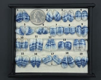 Blue Scheelite Cabochon Pair Blue Rhodochrosite Gemstone