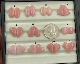 Peruvian Pink Opal Cabochon Earring Pairs Natural Gemstone Jewelry Set