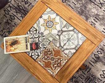 モザイクタイルコーヒーテーブルセット：パイン材リビングルーム家具